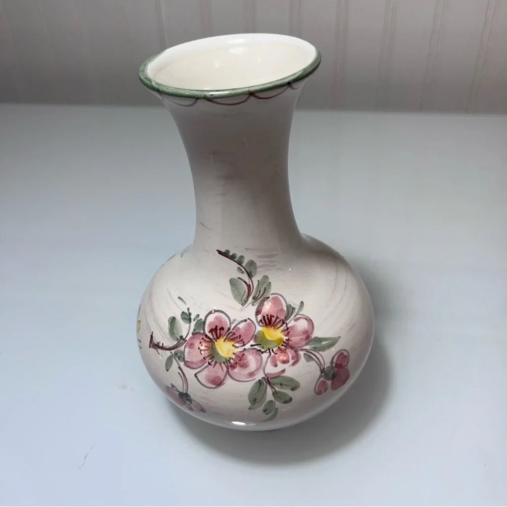 VTG Dumler & Breiden 121 Vase West German Pottery MCM Fat Lava Floral Butterfly
